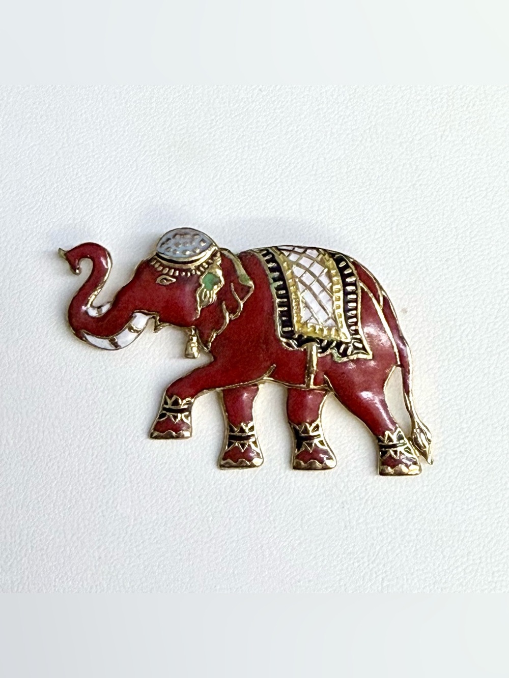 Vintage Enamel Elephant Brooch